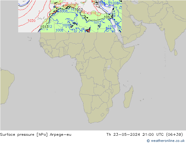 Surface pressure Arpege-eu Th 23.05.2024 21 UTC