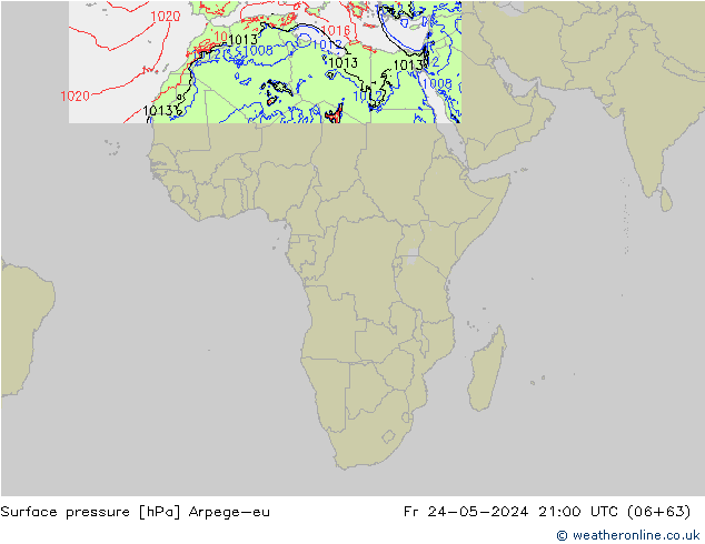 Surface pressure Arpege-eu Fr 24.05.2024 21 UTC