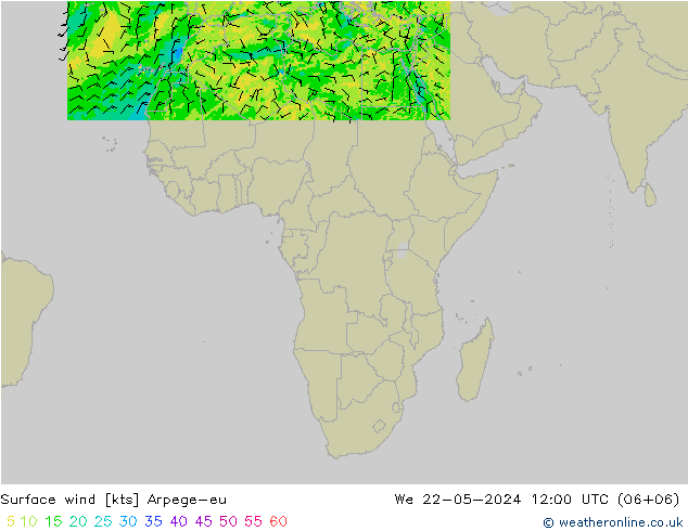 Surface wind Arpege-eu St 22.05.2024 12 UTC
