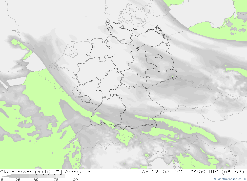 Wolken (hohe) Arpege-eu Mi 22.05.2024 09 UTC