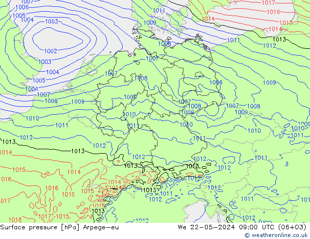 ciśnienie Arpege-eu śro. 22.05.2024 09 UTC