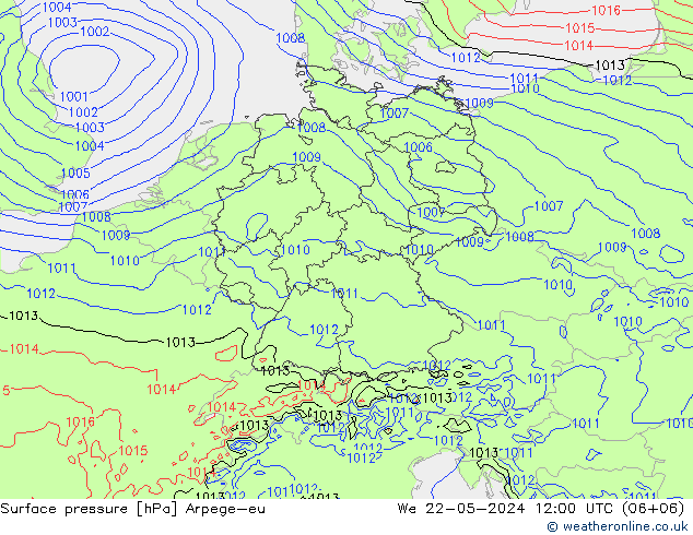 地面气压 Arpege-eu 星期三 22.05.2024 12 UTC