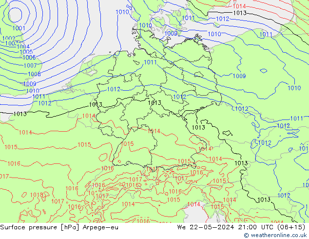 pression de l'air Arpege-eu mer 22.05.2024 21 UTC