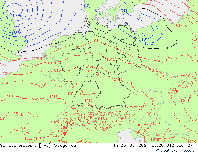 Surface pressure Arpege-eu Th 23.05.2024 09 UTC