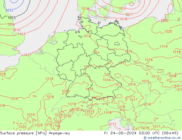 Surface pressure Arpege-eu Fr 24.05.2024 03 UTC