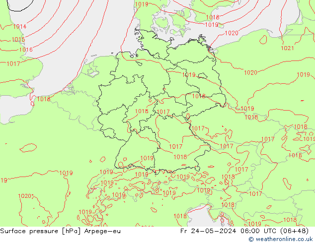 Surface pressure Arpege-eu Fr 24.05.2024 06 UTC