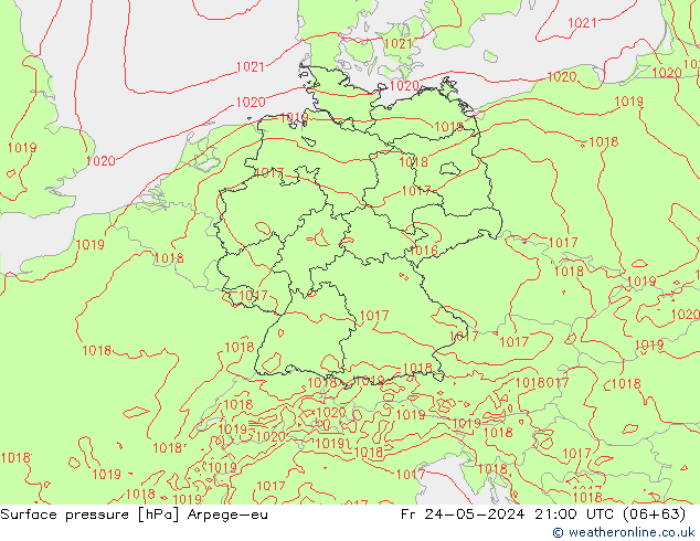 Yer basıncı Arpege-eu Cu 24.05.2024 21 UTC