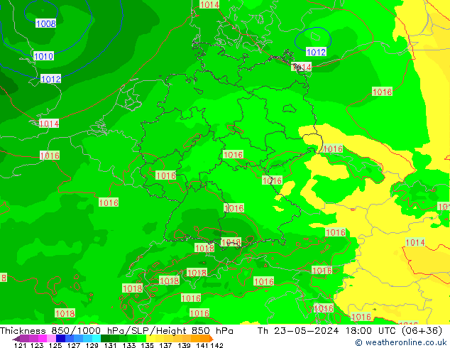 Thck 850-1000 hPa Arpege-eu Čt 23.05.2024 18 UTC