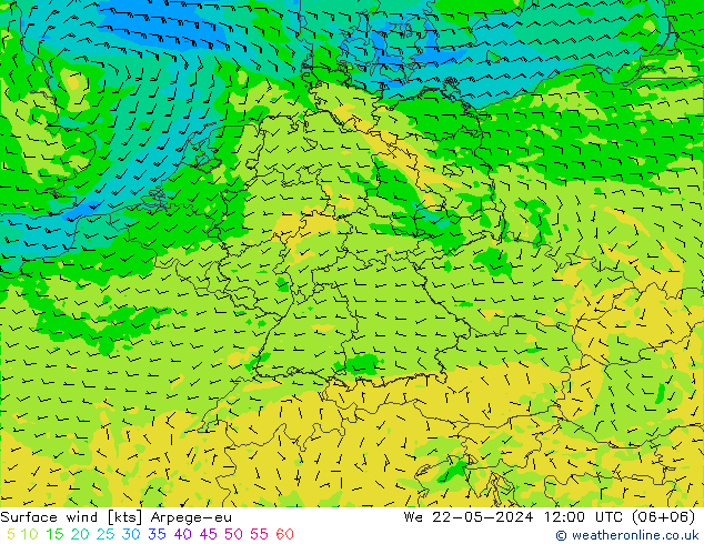 Surface wind Arpege-eu We 22.05.2024 12 UTC