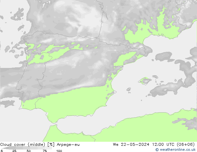 Bewolking (Middelb.) Arpege-eu wo 22.05.2024 12 UTC