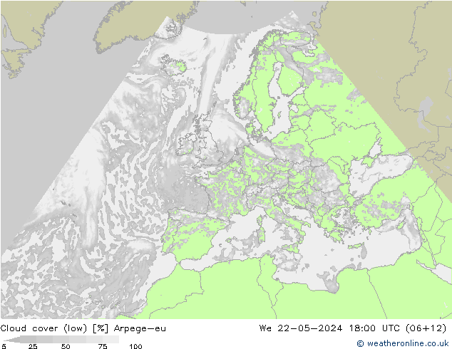 nízká oblaka Arpege-eu St 22.05.2024 18 UTC