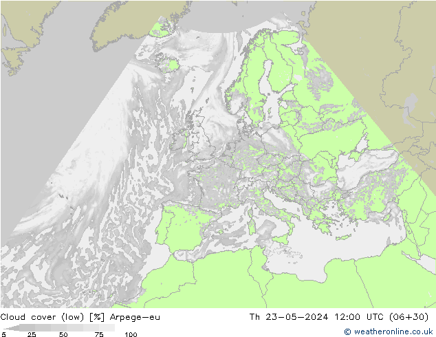облака (низкий) Arpege-eu чт 23.05.2024 12 UTC