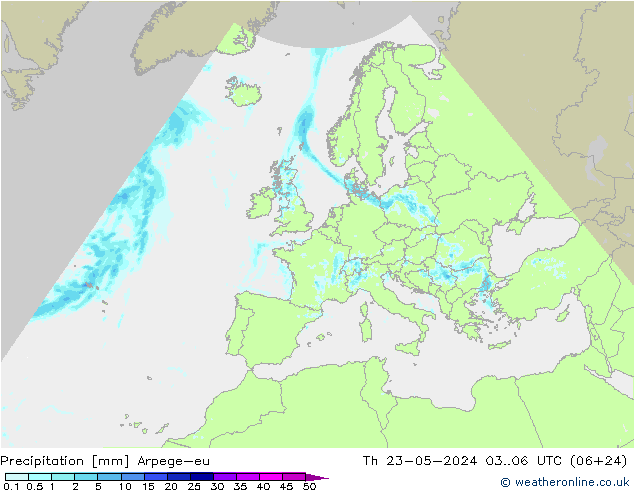 Niederschlag Arpege-eu Do 23.05.2024 06 UTC