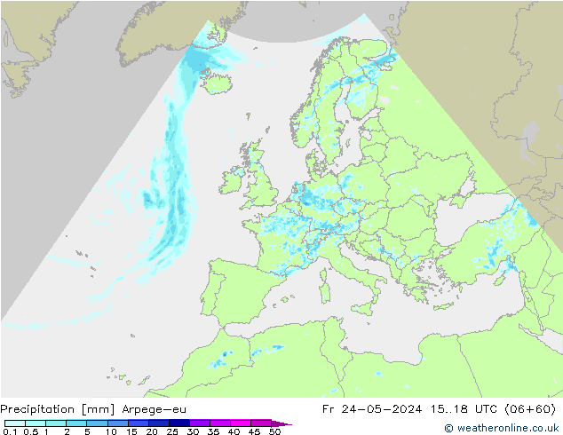 Niederschlag Arpege-eu Fr 24.05.2024 18 UTC