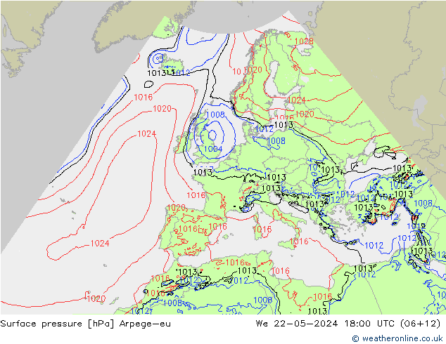 Atmosférický tlak Arpege-eu St 22.05.2024 18 UTC