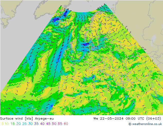 风 10 米 Arpege-eu 星期三 22.05.2024 09 UTC