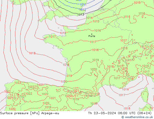 Bodendruck Arpege-eu Do 23.05.2024 06 UTC