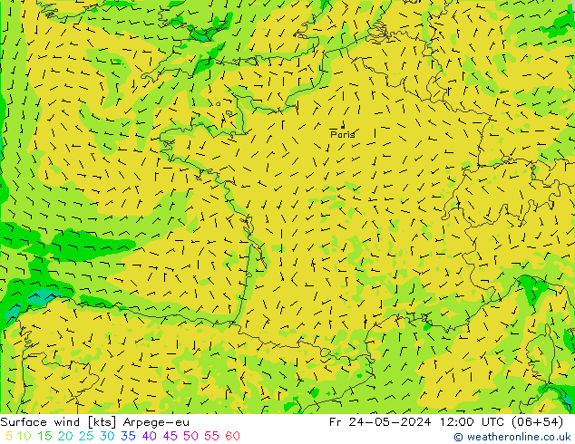 Surface wind Arpege-eu Fr 24.05.2024 12 UTC