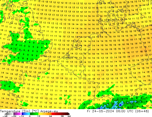 Temperature (2m) Arpege-eu Fr 24.05.2024 06 UTC