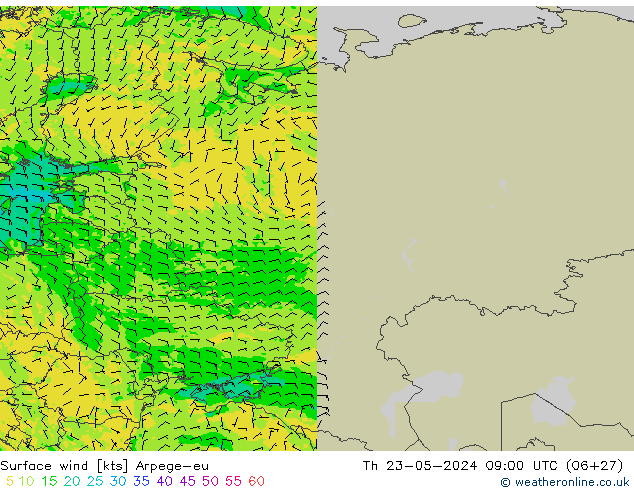 Bodenwind Arpege-eu Do 23.05.2024 09 UTC