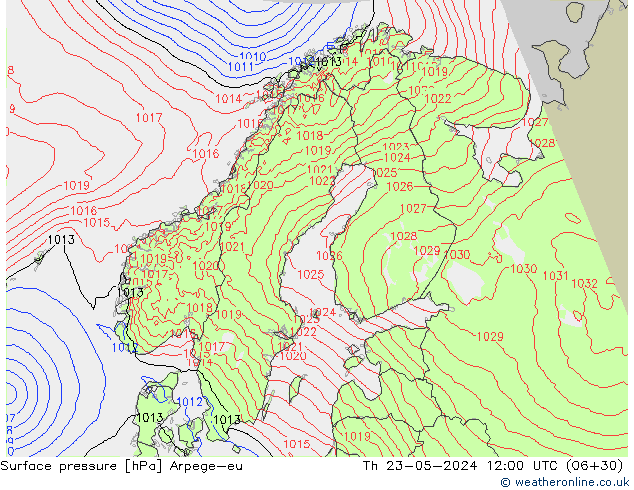 Surface pressure Arpege-eu Th 23.05.2024 12 UTC