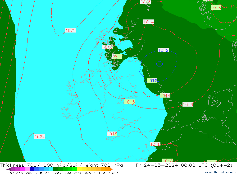 Thck 700-1000 hPa Arpege-eu Pá 24.05.2024 00 UTC