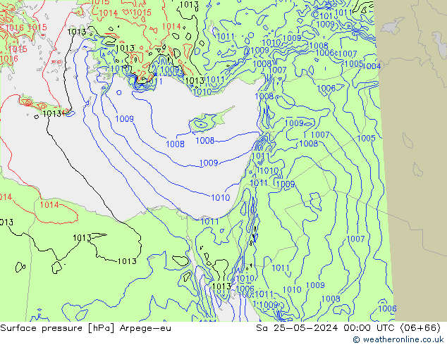 Surface pressure Arpege-eu Sa 25.05.2024 00 UTC