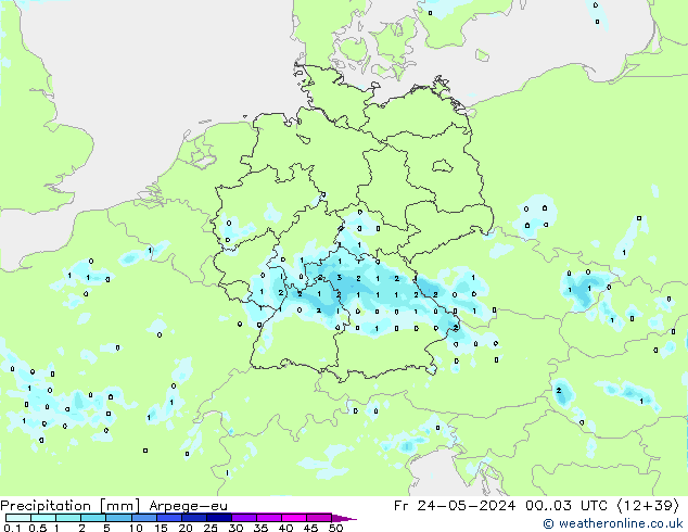 Srážky Arpege-eu Pá 24.05.2024 03 UTC