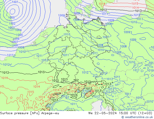 地面气压 Arpege-eu 星期三 22.05.2024 15 UTC