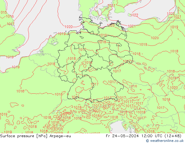 Luchtdruk (Grond) Arpege-eu vr 24.05.2024 12 UTC