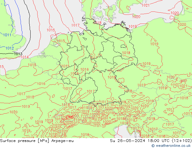 Yer basıncı Arpege-eu Paz 26.05.2024 18 UTC