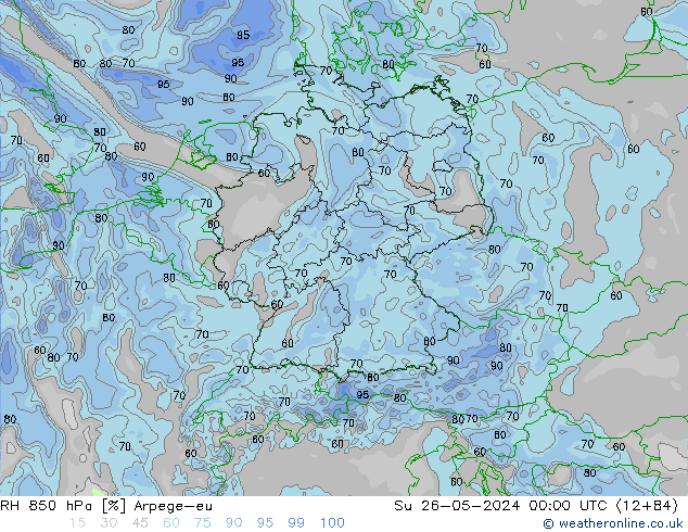 850 hPa Nispi Nem Arpege-eu Paz 26.05.2024 00 UTC