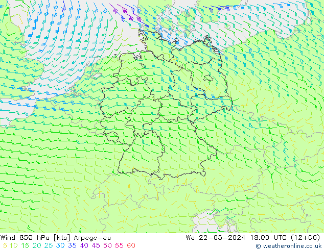 风 850 hPa Arpege-eu 星期三 22.05.2024 18 UTC