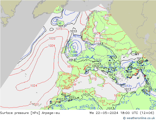 Surface pressure Arpege-eu We 22.05.2024 18 UTC