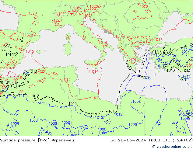 Luchtdruk (Grond) Arpege-eu zo 26.05.2024 18 UTC