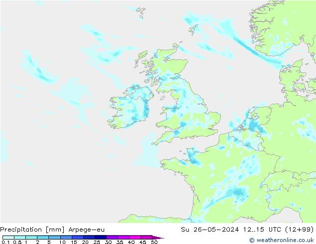 Precipitazione Arpege-eu dom 26.05.2024 15 UTC