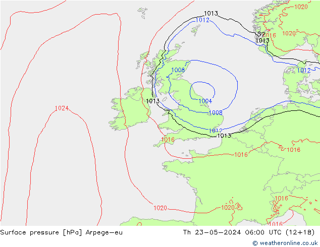 приземное давление Arpege-eu чт 23.05.2024 06 UTC