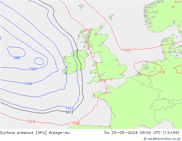 Luchtdruk (Grond) Arpege-eu za 25.05.2024 09 UTC