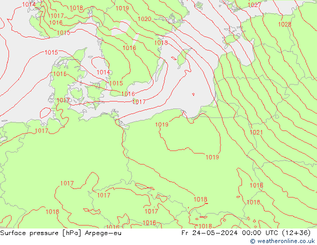 Surface pressure Arpege-eu Fr 24.05.2024 00 UTC