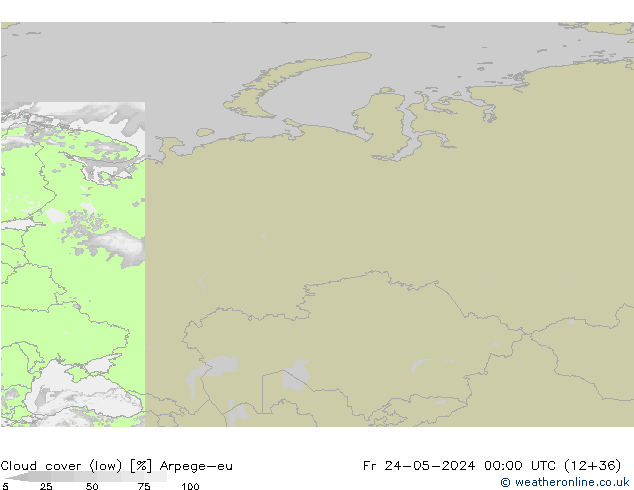 nízká oblaka Arpege-eu Pá 24.05.2024 00 UTC