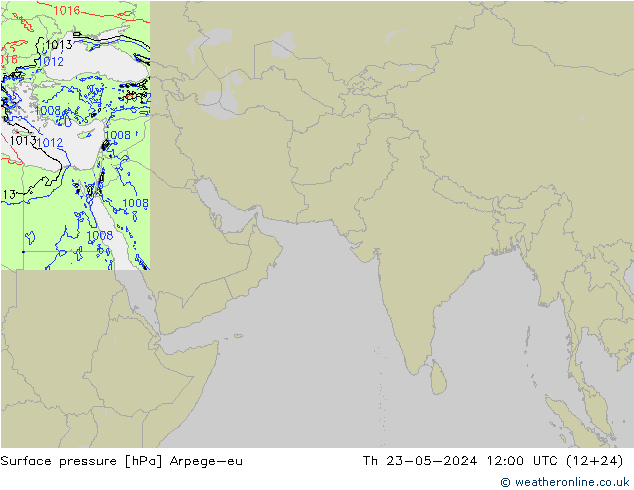 Pressione al suolo Arpege-eu gio 23.05.2024 12 UTC