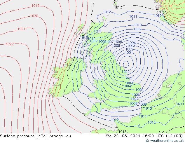 приземное давление Arpege-eu ср 22.05.2024 15 UTC