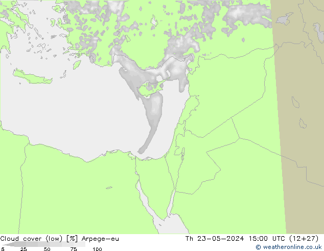 nízká oblaka Arpege-eu Čt 23.05.2024 15 UTC