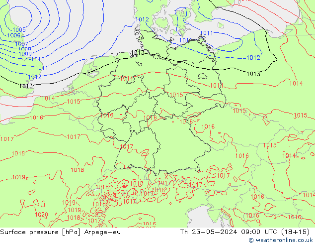 Luchtdruk (Grond) Arpege-eu do 23.05.2024 09 UTC