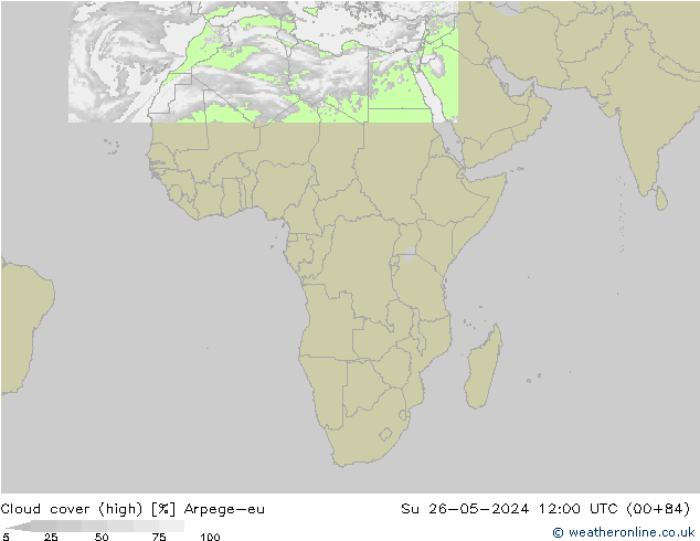Nuages (élevé) Arpege-eu dim 26.05.2024 12 UTC