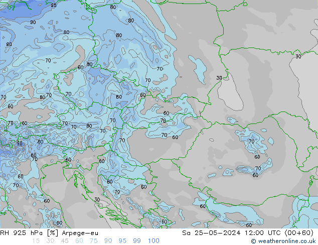 RH 925 hPa Arpege-eu Sáb 25.05.2024 12 UTC
