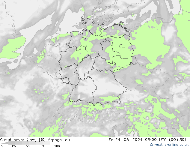Cloud cover (low) Arpege-eu Fr 24.05.2024 06 UTC