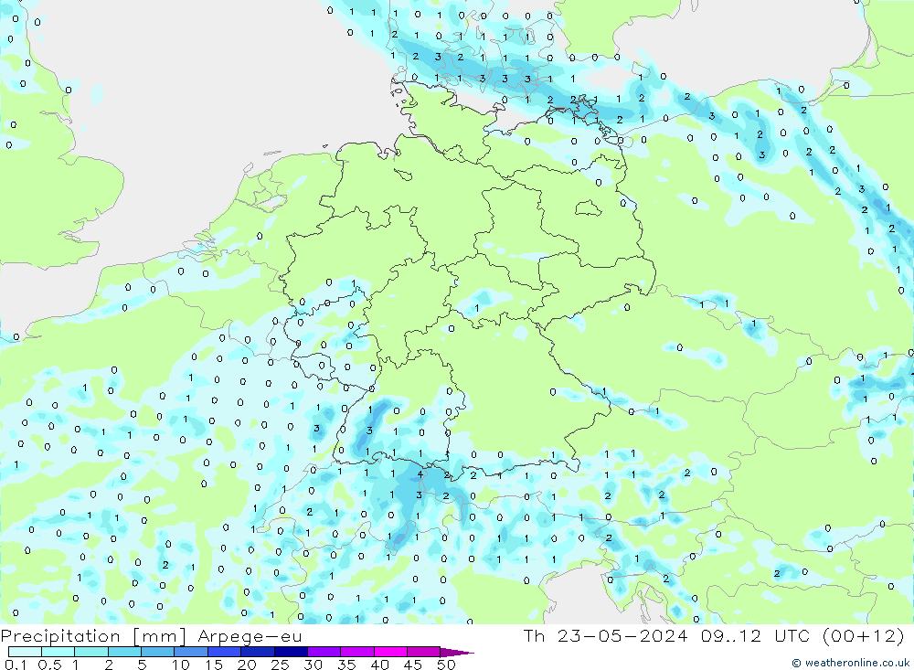 降水 Arpege-eu 星期四 23.05.2024 12 UTC