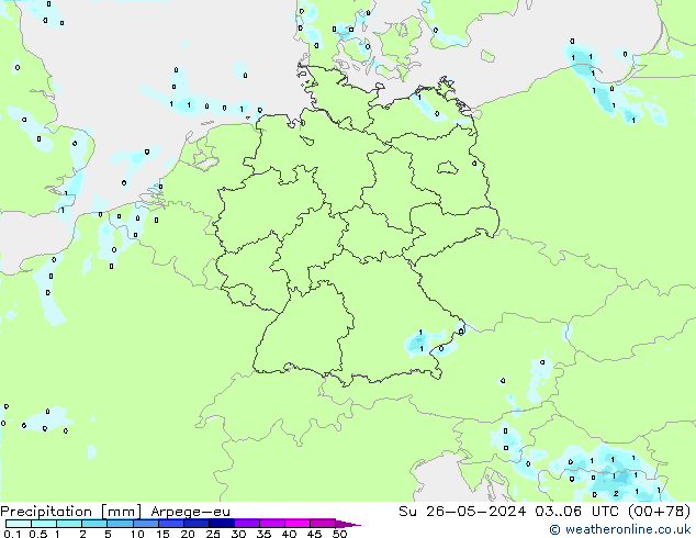 Srážky Arpege-eu Ne 26.05.2024 06 UTC