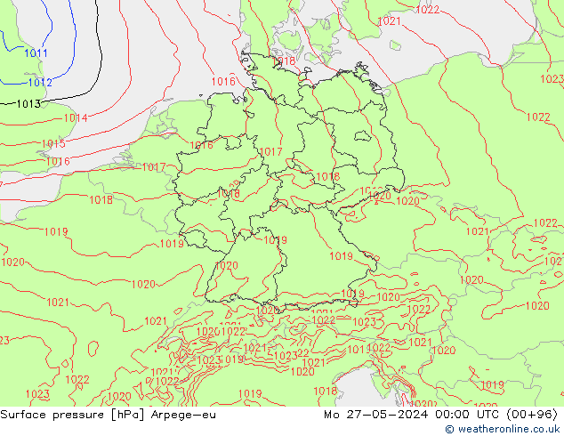 pression de l'air Arpege-eu lun 27.05.2024 00 UTC